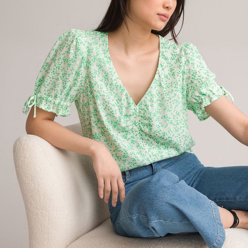 Blusa Scollo A V Fantasia A Fiori, Maniche Corte Donna Taglie 34 (FR) - 38 (IT) - la redoute collections - Modalova