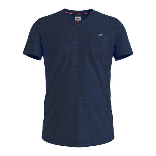 T-shirt Slim Jaspé Scollo A V Blu Uomo Taglie L - tommy jeans - Modalova