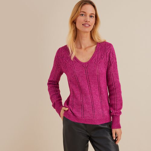 Maglione con scollo a V, maglia fine pointelle - ANNE WEYBURN - Modalova