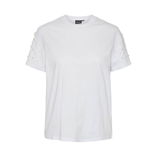 T-shirt Girocollo, Perle Alle Maniche Donna Taglie XS - pieces - Modalova