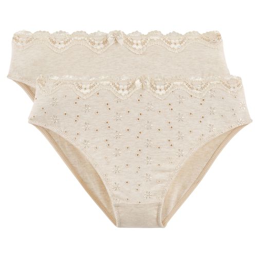 Confezione Da 2 Slip In Cotone Ricamato Donna Taglie 34/36 (FR) - 38/40 (IT) - la redoute collections - Modalova