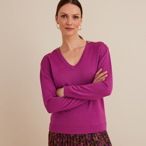 Maglione scollo a V in fine maglia, misto lana - ANNE WEYBURN - Modalova