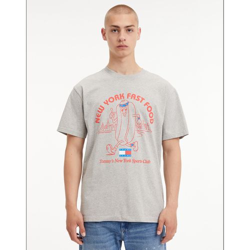 T-shirt Con Scollo Rotondo Fantasia Uomo Taglie XXL - tommy jeans - Modalova