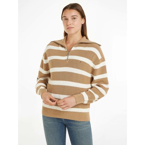 Maglione A Righe, Maniche Lunghe, Collo Con Cerniera Donna Taglie XS - tommy hilfiger - Modalova