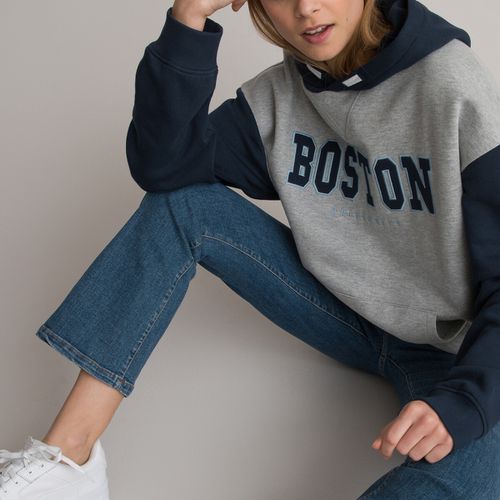 Felpa oversize con cappuccio, ricamo Boston davanti - LA REDOUTE COLLECTIONS - Modalova