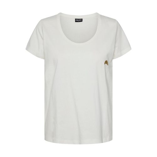 T-shirt Motivo Ricamato, Girocollo Donna Taglie XS - pieces - Modalova