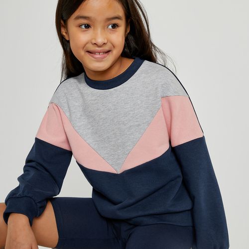 Felpa Girocollo, Color Block Bambina Taglie 3 anni - 94 cm - la redoute collections - Modalova