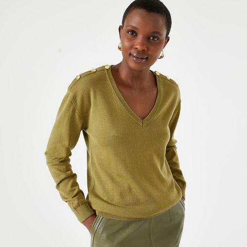 Maglione Scollo A V In Fine Maglia, Misto Lana Donna Taglie 34/36 (FR) - 38/40 (IT) - anne weyburn - Modalova