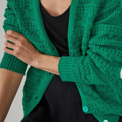 Cardigan maglia pointelle, in cotone - LA REDOUTE COLLECTIONS - Modalova