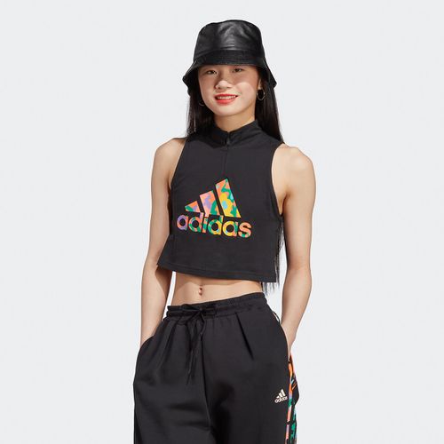 Canotta Con Collo Alto E Logo Multicolore Donna Taglie L - adidas sportswear - Modalova