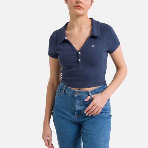 T-shirt Con Scollo A V, Logo Frontale Donna Taglie M - tommy jeans - Modalova