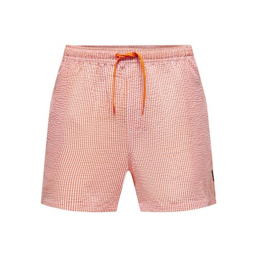 Shorts Da Bagno A Righe In Seersucker Ted Uomo Taglie XL - only & sons - Modalova