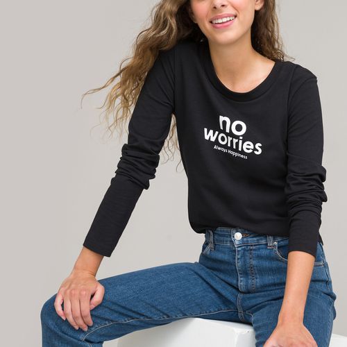 T-shirt cropped a maniche lunghe con scritta - LA REDOUTE COLLECTIONS - Modalova