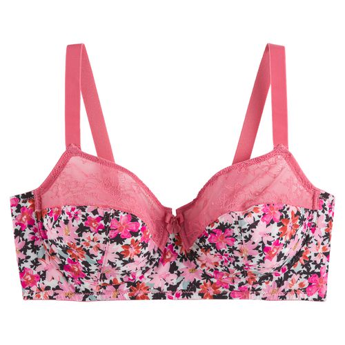 Reggiseno Bustier Microfibra E Pizzo Donna Taglie 7 F - la redoute collections plus - Modalova