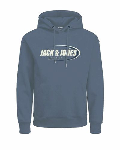 Felpa dritta con cappuccio e logo - JACK & JONES - Modalova