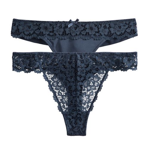 Confezione Da 2 Tanga In Pizzo E Microfibra Donna Taglie 34 (FR) - 38 (IT) - la redoute collections - Modalova