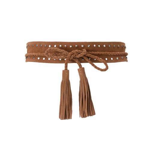 Cintura Larga Borchiata Con Pompons In Pelle Donna Taglie 90 cm - la redoute collections - Modalova
