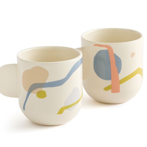 Confezione da 2 mugs con fantasia, gres, Livin - LA REDOUTE INTERIEURS - Modalova