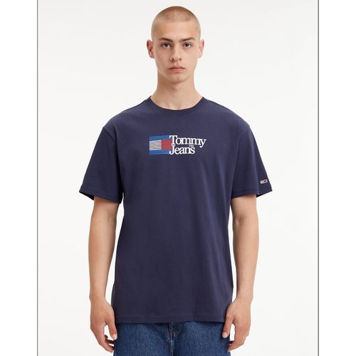 T-shirt Girocollo Con Logo Sul Petto Uomo Taglie M - tommy jeans - Modalova