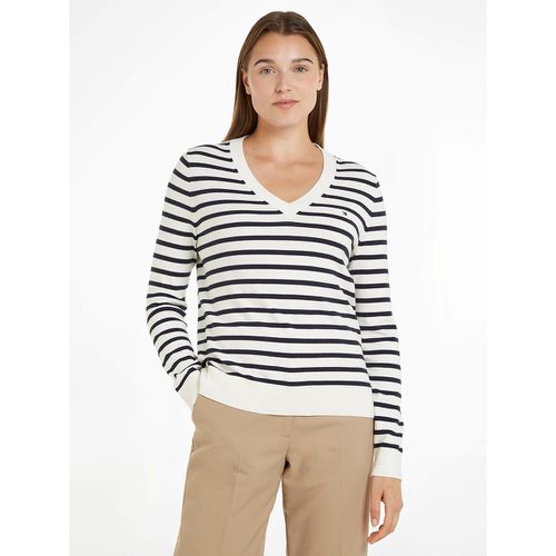 Maglione a righe, maniche lunghe, scollo a v - TOMMY HILFIGER - Modalova