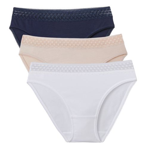 Confezione Da 3 Slip Con Piccole Bande In Pizzo Donna Taglie 34/36 (FR) - 38/40 (IT) - la redoute collections - Modalova