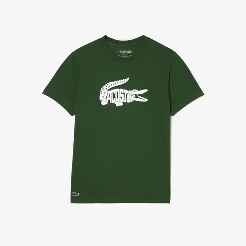 T-shirt Girocollo In Jersey Con Logo Verde Uomo Taglie S - lacoste - Modalova