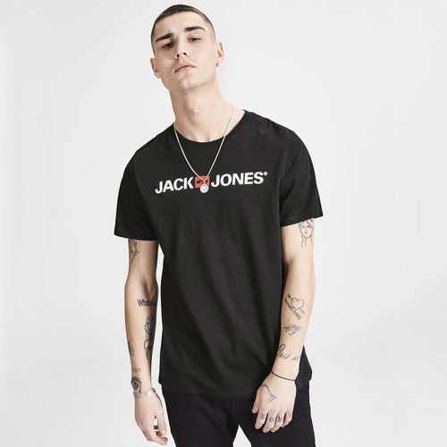 T-shirt scollo rotondo maniche corte fantasia davanti - JACK & JONES - Modalova