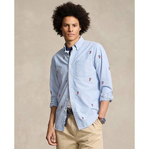 Camicia Dritta Oxford Con Motivi Ricamati Uomo Taglie M - polo ralph lauren - Modalova