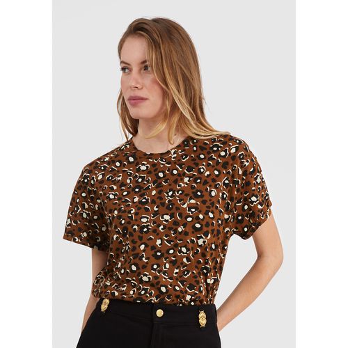 T-shirt stampa leopardata girocollo maniche corte - ICODE - Modalova