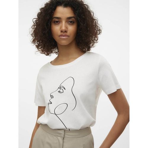 T-shirt con motivo, girocollo - VERO MODA - Modalova