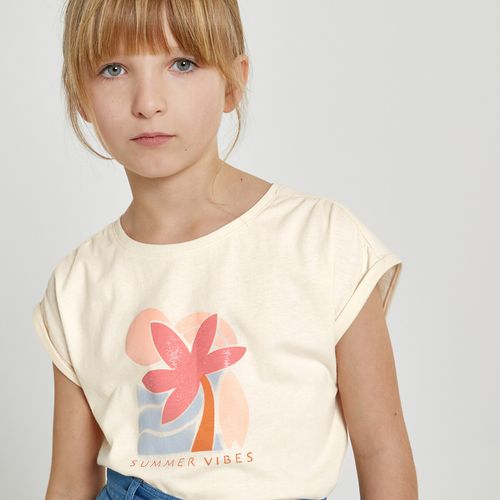 T-shirt Maniche Corte Stampa Palme Bambina Taglie 10 anni - 138 cm - la redoute collections - Modalova