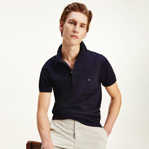 Polo slim stretch collo 3 bottoni - TOMMY HILFIGER - Modalova