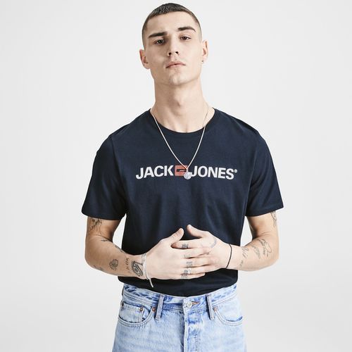 T-shirt Scollo Rotondo Maniche Corte Fantasia Davanti Uomo Taglie XS - jack & jones - Modalova