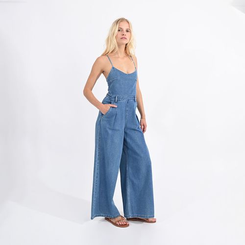 Tuta Intera Lunga In Denim Con Sottili Spalline Donna Taglie S - molly bracken - Modalova