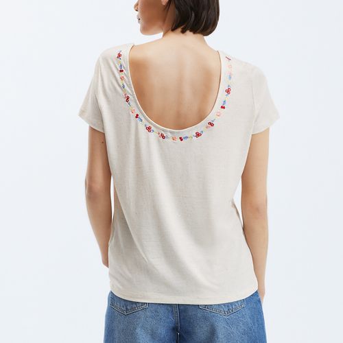 T-shirt Girocollo, Scollatura Ricamata Donna Taglie XS - pieces - Modalova