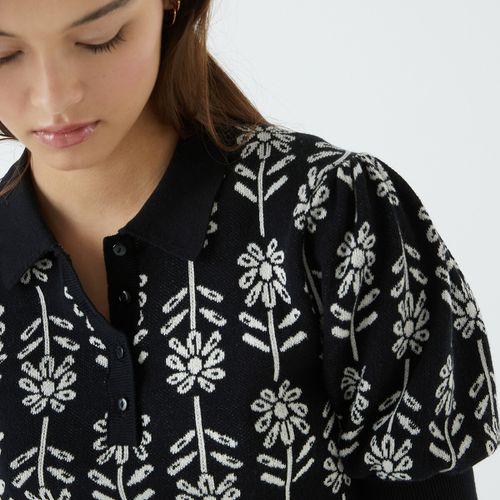 Maglione Collo Polo, Jacquard A Fiori Donna Taglie S - la redoute collections - Modalova