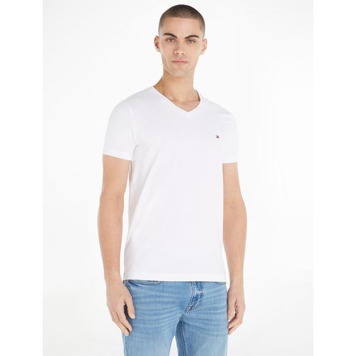 T-shirt scollo a V slim stretch - TOMMY HILFIGER - Modalova