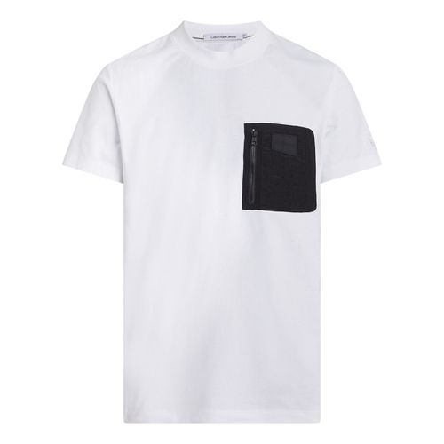 T-shirt Con Maniche Corte In Due Tessuti Uomo Taglie S - calvin klein jeans - Modalova