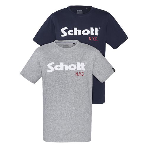 Confezione Da 2 T-shirt Girocollo Logo Uomo Taglie XXL - schott - Modalova