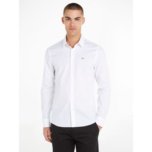 Camicia In Popeline Stretch Slim Uomo Taglie S - calvin klein - Modalova