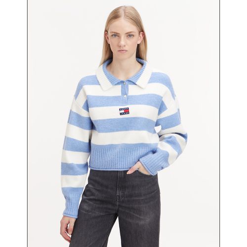 Pull dolcevita a righe, logo frontale - TOMMY JEANS - Modalova