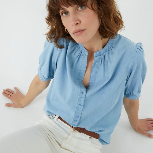 Camicia Collo Alla Coreana, In Denim Donna Taglie 52 - la redoute collections - Modalova