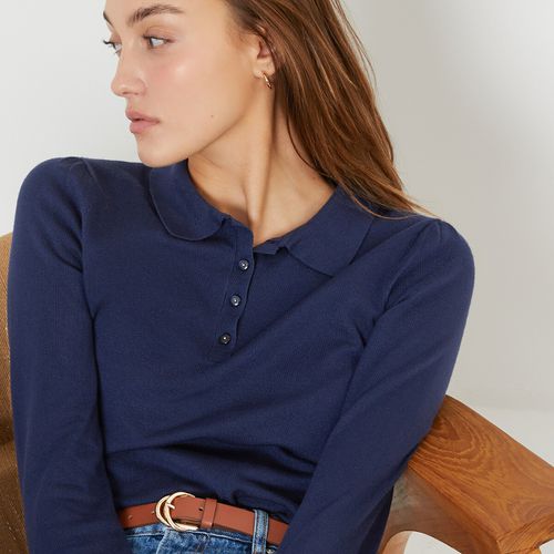 Maglione Basico Collo Polo, Maniche Lunghe Donna Taglie S - la redoute collections - Modalova