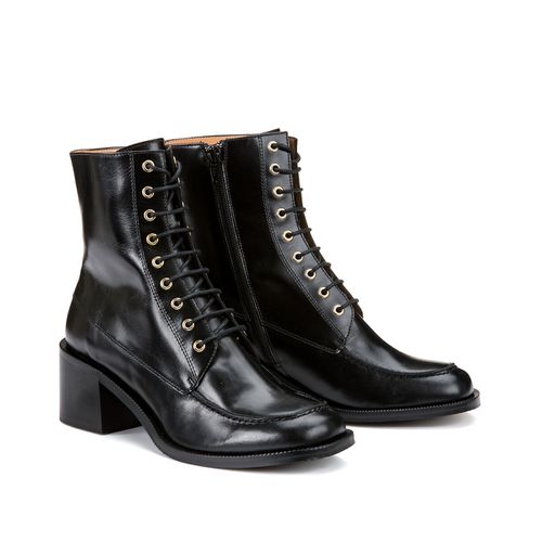 Boots Stringati Con Tacco In Pelle Donna Taglie 37 - la redoute collections - Modalova