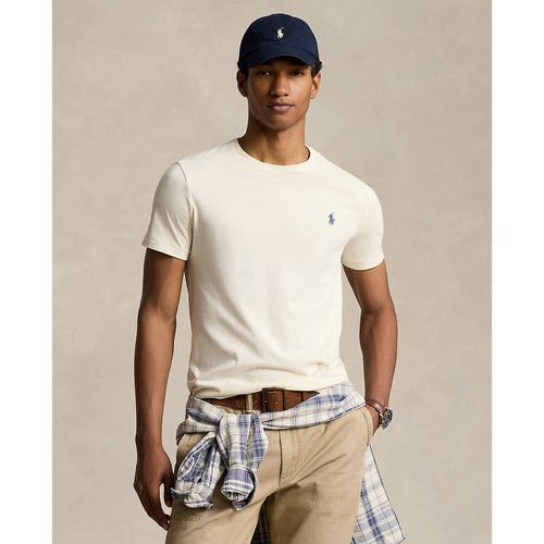 T-shirt slim tinta unita in jersey logo ricamato - POLO RALPH LAUREN - Modalova