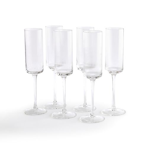 Set di 6 flûte da champagne in vetro rigato, Stria - LA REDOUTE INTERIEURS - Modalova