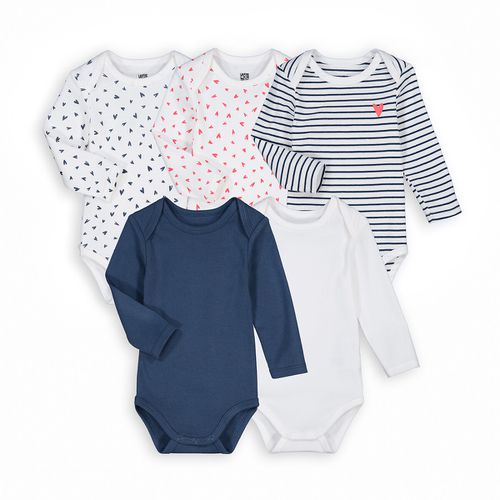 Confezione Da 5 Body Maniche Lunghe A Coste Taglie 1 mese - 54 cm - la redoute collections - Modalova