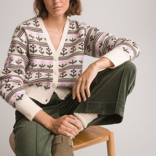 Cardigan in maglia jacquard, motivo floreale - LA REDOUTE COLLECTIONS - Modalova