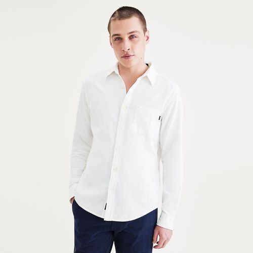 Camicia slim in cotone e lino, taschino - DOCKERS - Modalova