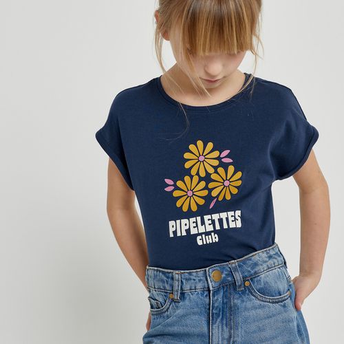 T-shirt girocollo, motivo floreale e scritta - LA REDOUTE COLLECTIONS - Modalova